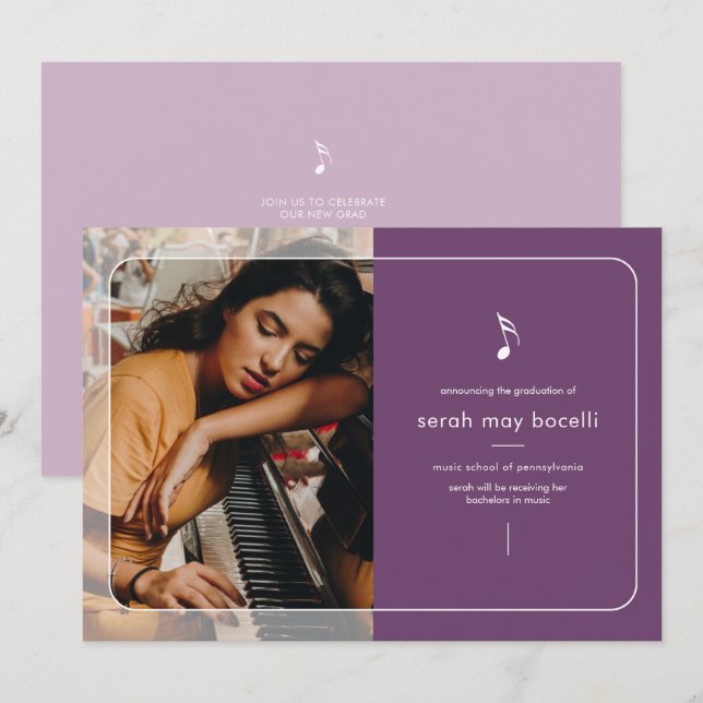 Music Major Graduation Invitation (Front/Back)