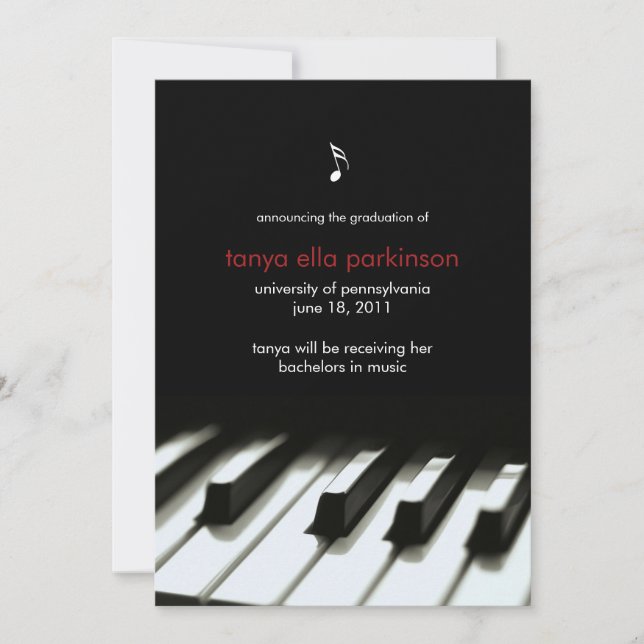 Music Major Piano Graduation Announcement (Front)
