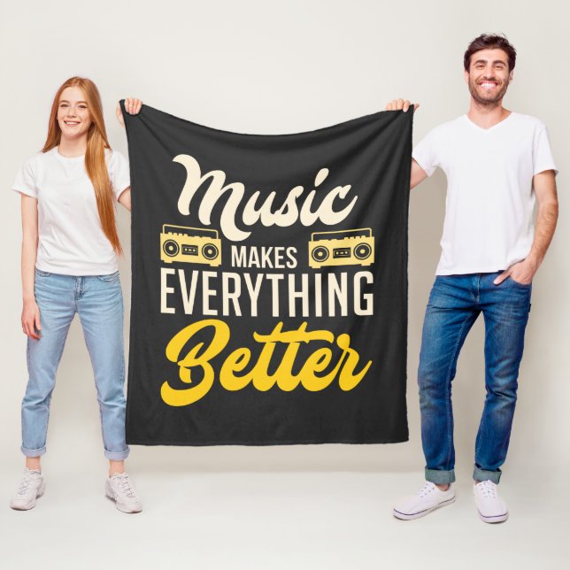 Music Make Everything Better Singer Songwriter Fleece Blanket (In Situ)
