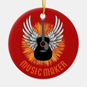 Music Maker (guitar player) Ceramic Tree Decoration