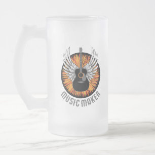 Music Maker (guitar player) Frosted Glass Beer Mug