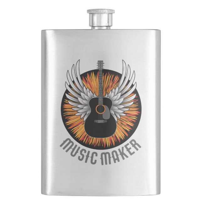 Music Maker (guitar player) Hip Flask (Front)