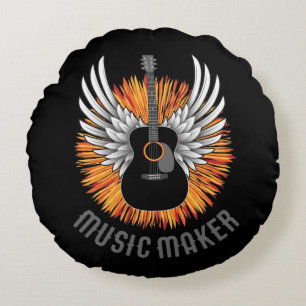Music Maker (guitar player) Round Cushion