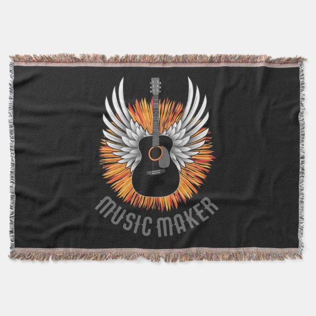 Music Maker (guitar player) Throw Blanket (Front)