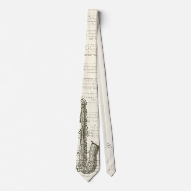 Music Makers Jazz Saxophone Design Necktie (Front)