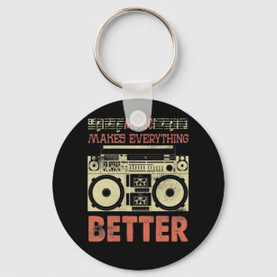 Music Makes Everything Better Old School Boom Box Key Ring