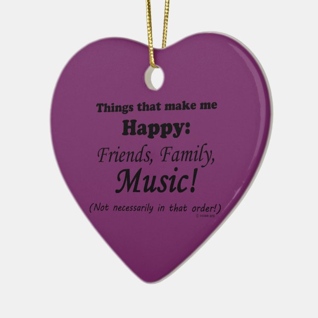 Music Makes Me Happy Ceramic Tree Decoration (Left)