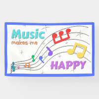 Music Makes Me Happy Rainbow Notes Banner