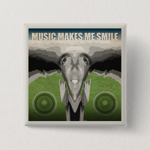 Music Makes Me Smile 15 Cm Square Badge