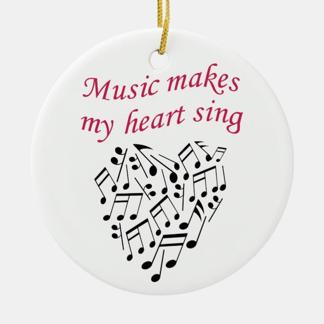 Music Makes My Heart Sing Ceramic Tree Decoration (Front)