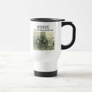 Music makes the world a better place vintage photo travel mug