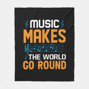 Music Makes The World Go Round Fleece Blanket