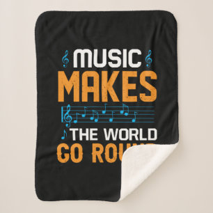 Music Makes The World Go Round Sherpa Blanket