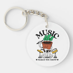 Music Makes You Grow Plant Drummer Key Ring