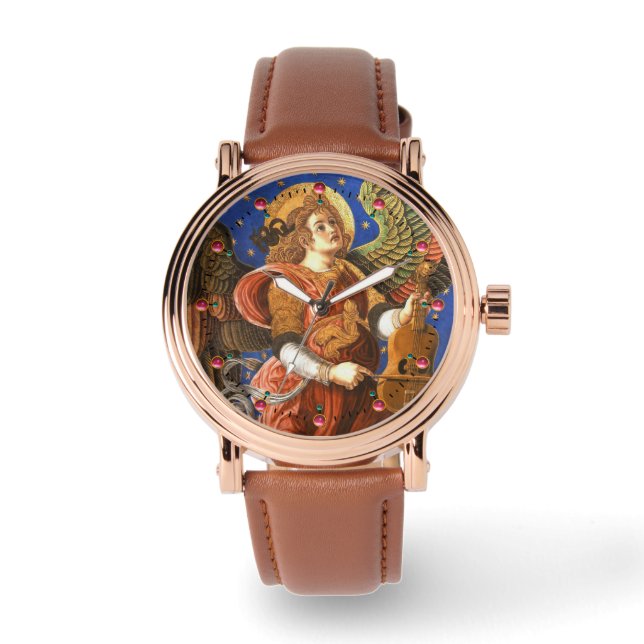 MUSIC MAKING ANGEL WITH A VIELLE Christmas Watch (Front)
