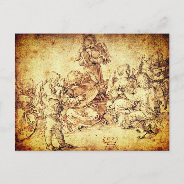 Music Making Angels by Albrecht Durer Holiday Postcard (Front)