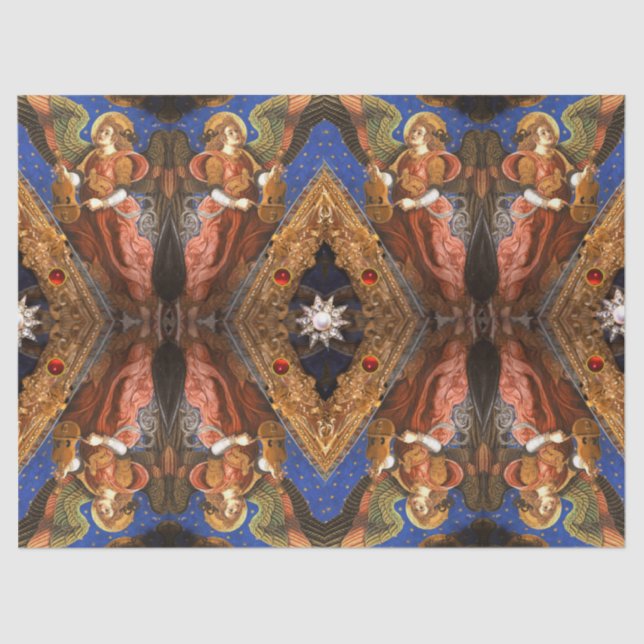 MUSIC MAKING ANGELS WITH A VIELLE Christmas Tissue Paper (Front)