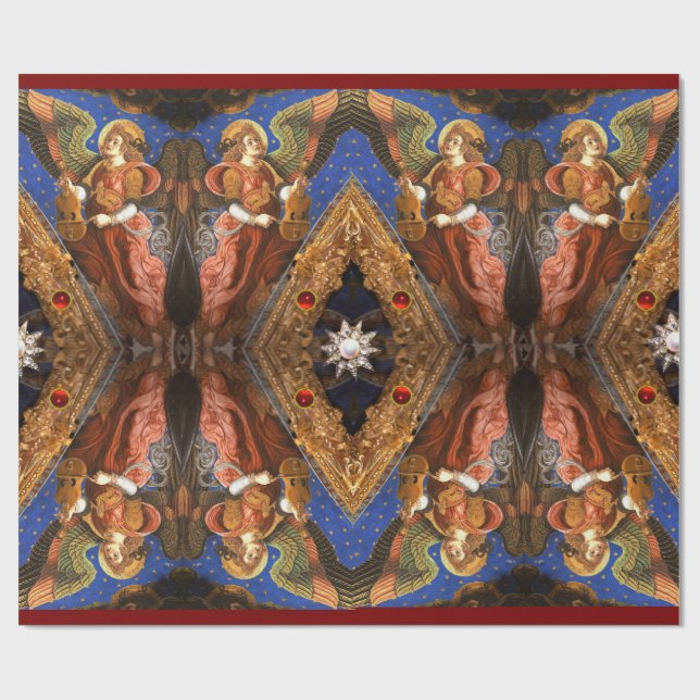 MUSIC MAKING ANGELS WITH A VIELLE Christmas Wrapping Paper (Flat)