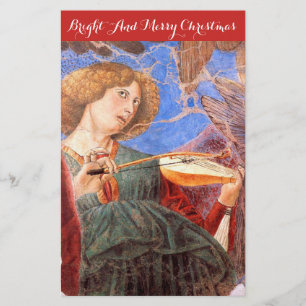 MUSIC MAKING CHRISTMAS ANGEL AND STRING INSTRUMENT STATIONERY