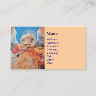 MUSIC MAKING CHRISTMAS ANGEL Blue Peach Business Card