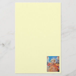 MUSIC MAKING CHRISTMAS ANGEL Cream Stationery