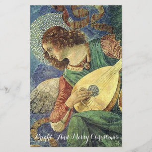 MUSIC MAKING CHRISTMAS ANGEL Lute Player Stationery