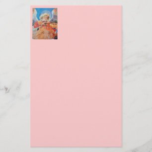 MUSIC MAKING CHRISTMAS ANGEL Pink Stationery