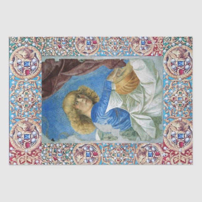 MUSIC MAKING CHRISTMAS ANGEL,PRECIOUS JEWELS ,GEMS TISSUE PAPER (Front)