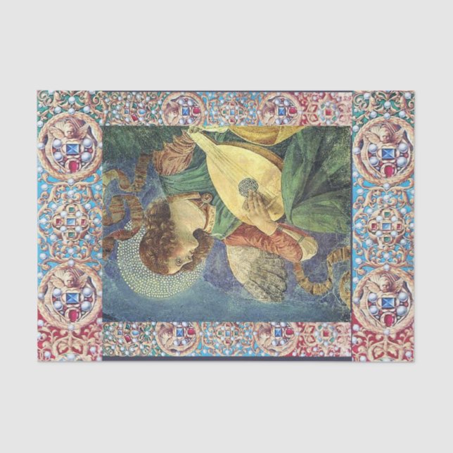 MUSIC MAKING CHRISTMAS ANGEL,PRECIOUS JEWELS ,GEMS TISSUE PAPER (Front)