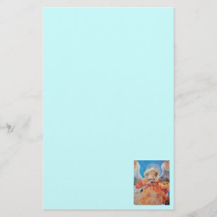 MUSIC MAKING CHRISTMAS ANGEL Teal Blue Stationery