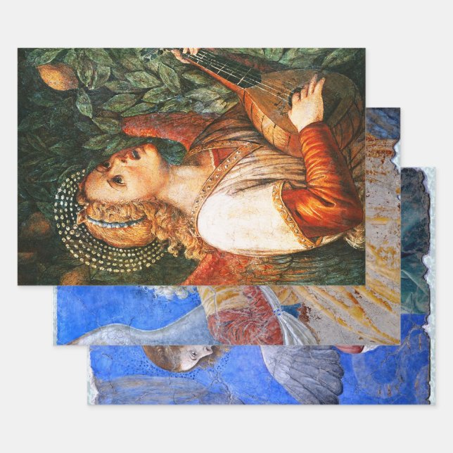 MUSIC MAKING CHRISTMAS ANGELS WRAPPING PAPER SHEET (Set)