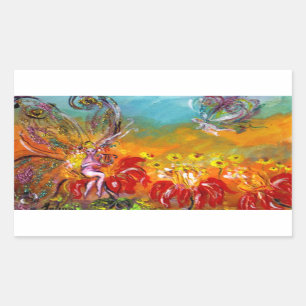 MUSIC MAKING FLOWER FAIRY Floral Fantasy Rectangular Sticker