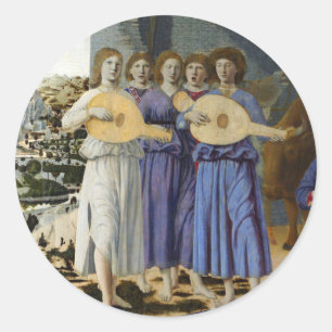 MUSIC MAKING XMAS ANGELS by PIERO DELLA FRANCESCA Classic Round Sticker