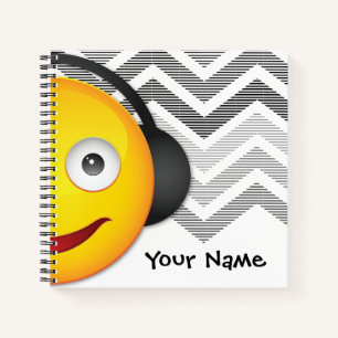 Music Mania Face Emoji Notebook
