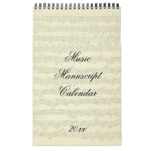 Music Manuscript Excerpts Current Year Calendar