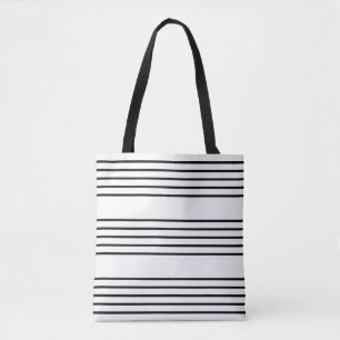 Music Manuscript Lines Stylish Stripes Black White Tote Bag
