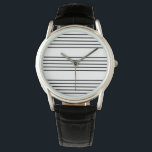 Music Manuscript Lines Stylish Stripes Black White Watch<br><div class="desc">The simple and striking design of this black and white striped watch is inspired by the stripe pattern of music manuscript paper. The music-themed watch makes an eye-catching accessory and an ideal gift for the stylish music lover.</div>