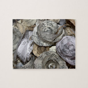 Music Manuscript Paper Roses Jigsaw Puzzle