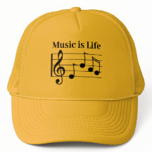 Music Mashup music is life Yellow trucker hat
