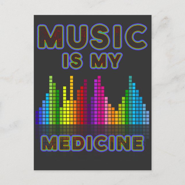 Music Medicine Colourful Equalizer DJ Bass Lover Postcard (Front)