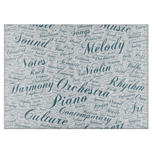Music Melody Orchestre Silhouette Form Text Cutting Board