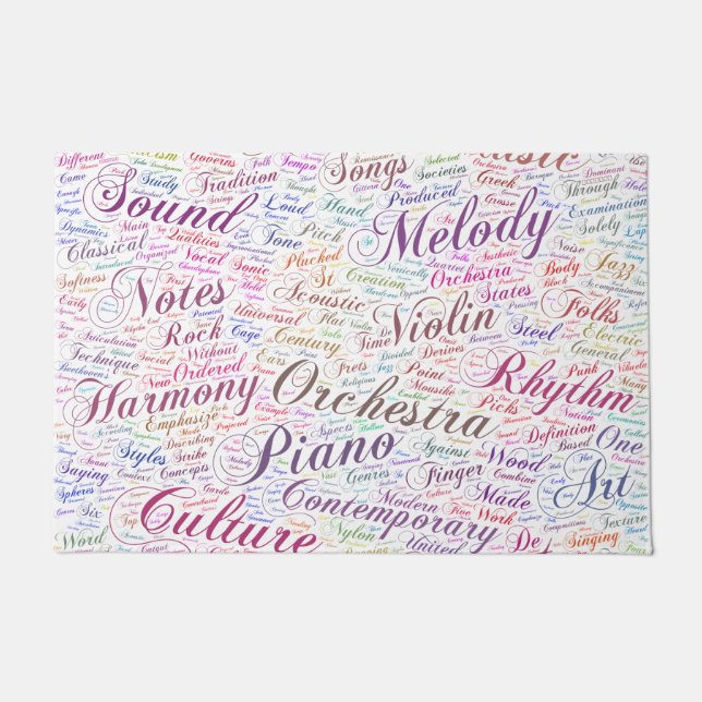 Music Melody Orchestre Silhouette Form Text Doormat (Front)
