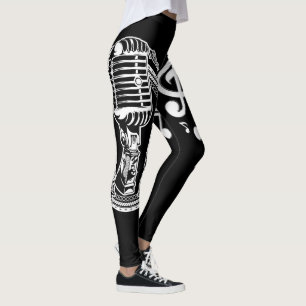 Music Microphone and Notes Leggings