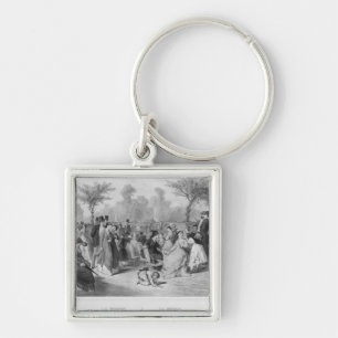 Music, military concert in a public garden key ring