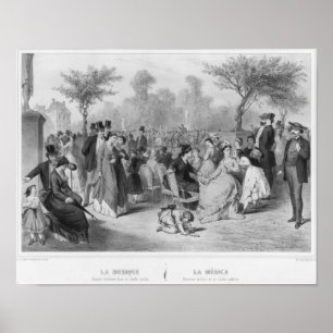 Music, military concert in a public garden poster