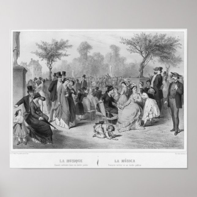 Music, military concert in a public garden poster (Front)