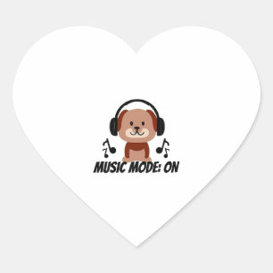 Music Mode ON � Chill Dog Cartoon Vibes Heart Sticker