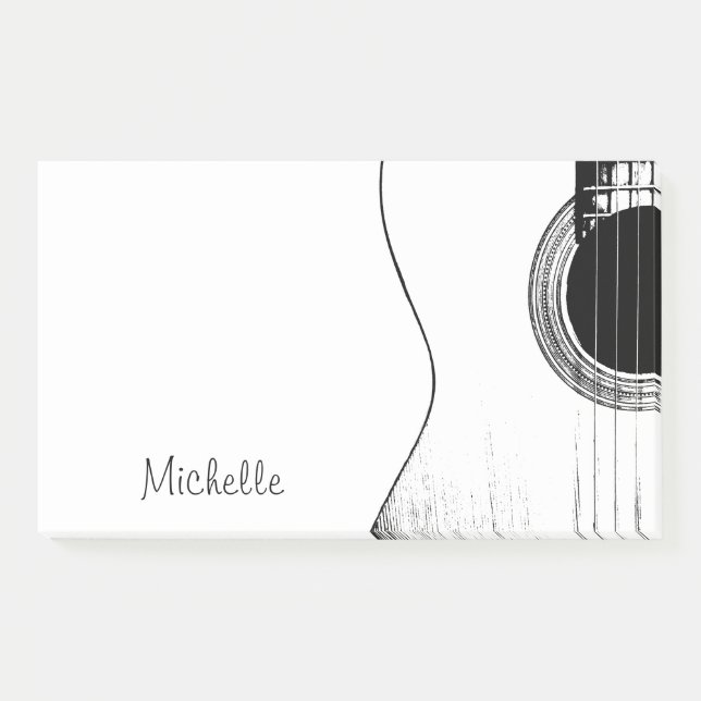 Music Monogram Black and White Guitar Post-it Notes (Front)