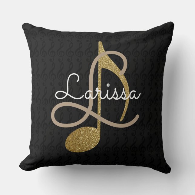 music monogram black cushion (Front)