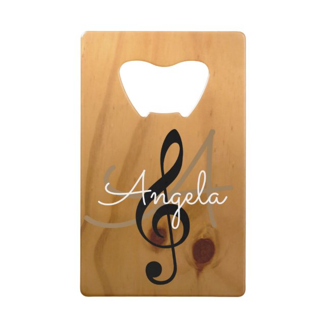 music monogram on wood rustic & sophisticated (Front)